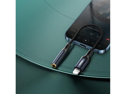 Adaptador de Áudio Remax Lightning (iPhone) para Jack 3.5MM / 15cm / Preto