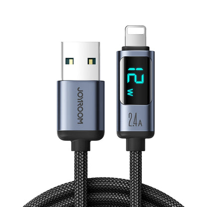 Cabo USB-A para Lightning com display LED Joyroom S-AL012A16 / 20W PD 1.2m / preto