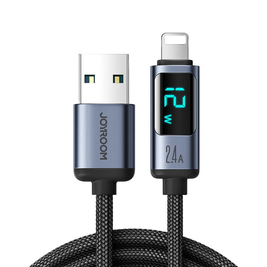 Cabo USB-A para Lightning com display LED Joyroom S-AL012A16 / 20W PD 1.2m / preto