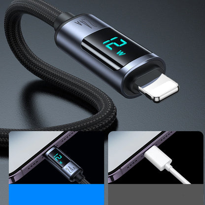 Cabo USB-A para Lightning com display LED Joyroom S-AL012A16 / 20W PD 1.2m / preto