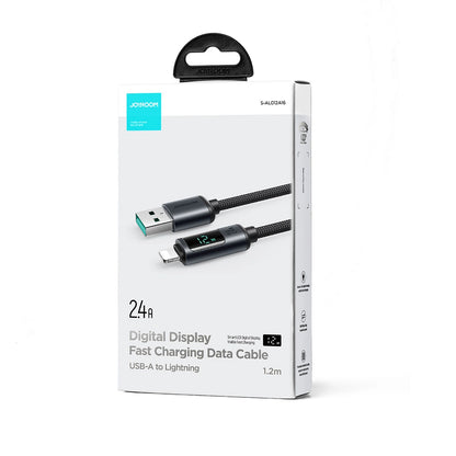 Cabo USB-A para Lightning com display LED Joyroom S-AL012A16 / 20W PD 1.2m / preto