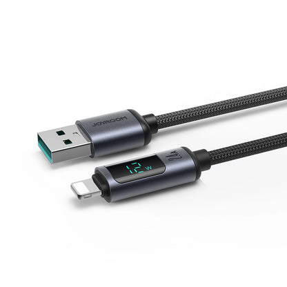 Cabo USB-A para Lightning com display LED Joyroom S-AL012A16 / 20W PD 1.2m / preto