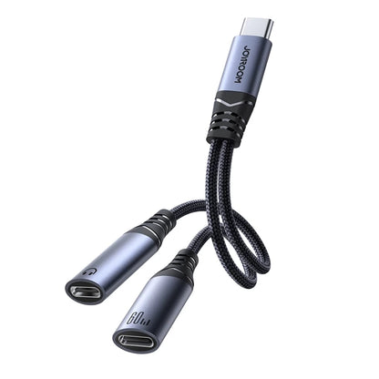 Adaptador  2 em 1 Joyroom SY-C03 / USB-C para 2 x USB-C / Preto