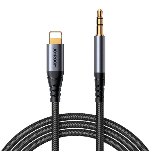 Cabo de áudio Stereo Joyroom SY-A06 / AUX 3.5mm mini jack para lightning / 1,2m / preto