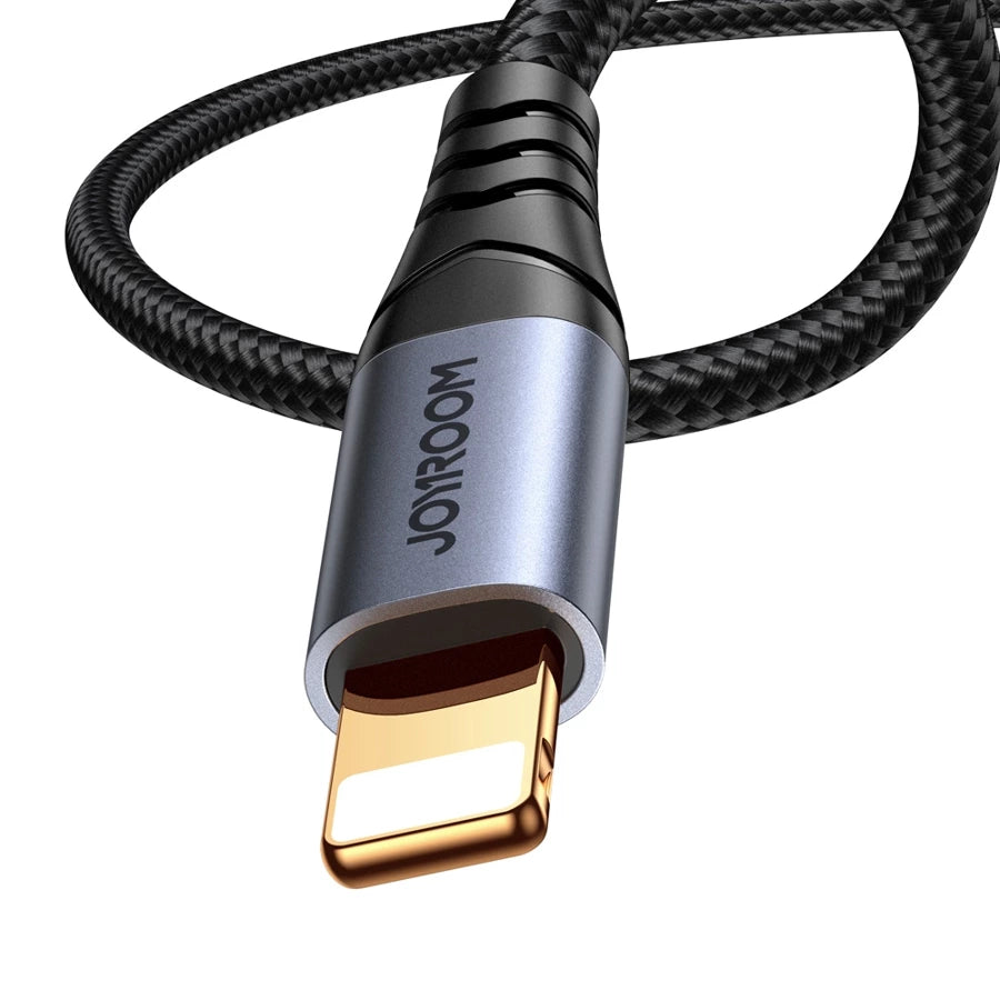 Cabo de áudio Stereo Joyroom SY-A06 / AUX 3.5mm mini jack para lightning / 1,2m / preto