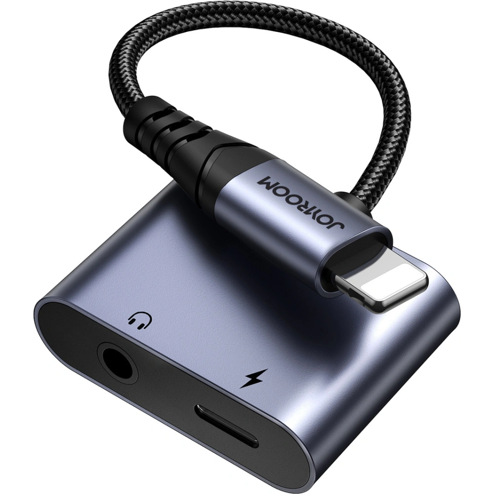 Adaptador DAC 2em1 Lightning para Lightning / Jack 3,5 mm / Joyroom SY-L01 / Preto