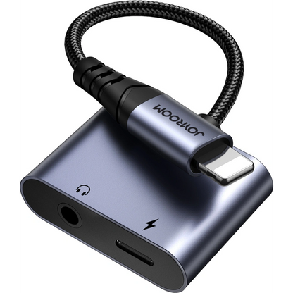 Adaptador DAC 2em1 Lightning para Lightning / Jack 3,5 mm / Joyroom SY-L01 / Preto