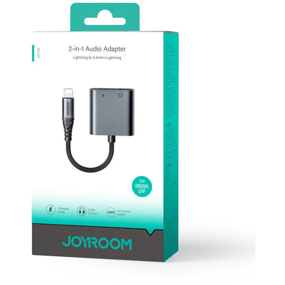 Adaptador DAC 2em1 Lightning para Lightning / Jack 3,5 mm / Joyroom SY-L01 / Preto