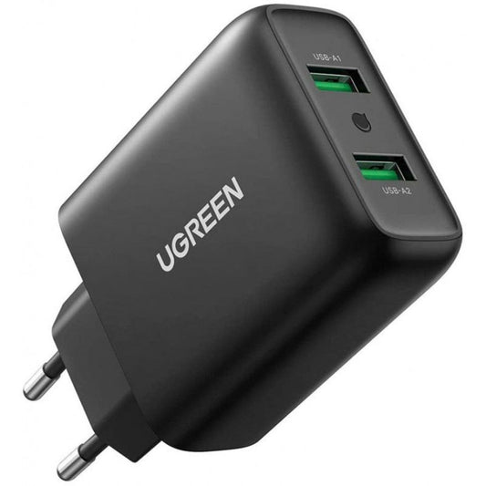 Carregador UGREEN Dual USB-A QC 3.0 36W / Preto / 10216_0