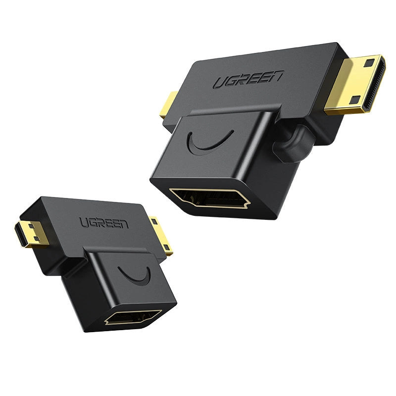 Adaptador Ugreen HDMI Fêmea para mini HDMI Macho e micro HDMI Macho / 20144 / preto