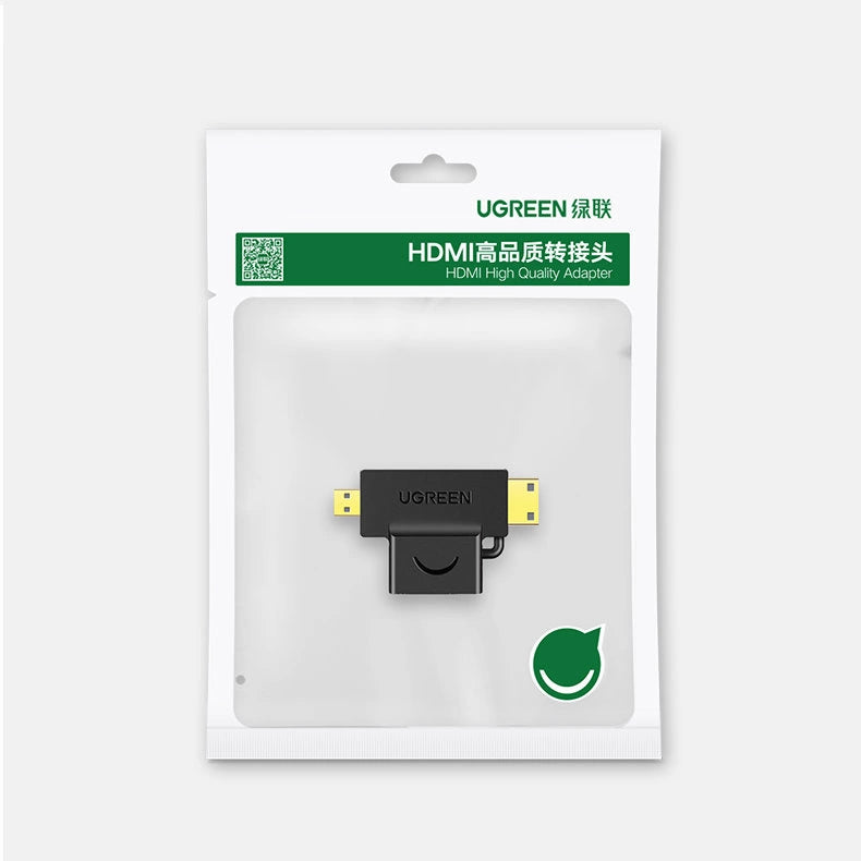 Adaptador Ugreen HDMI Fêmea para mini HDMI Macho e micro HDMI Macho / 20144 / preto