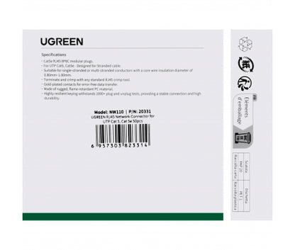 Conectores RJ45 Ugreen NW110 Cat5/Cat5e Pack 50