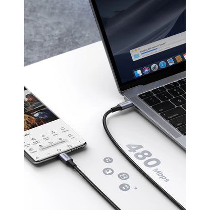 Cabo Ugreen US316 USB-C para USB-C / 480Mb/s / 5A / 0.5m / Cinza