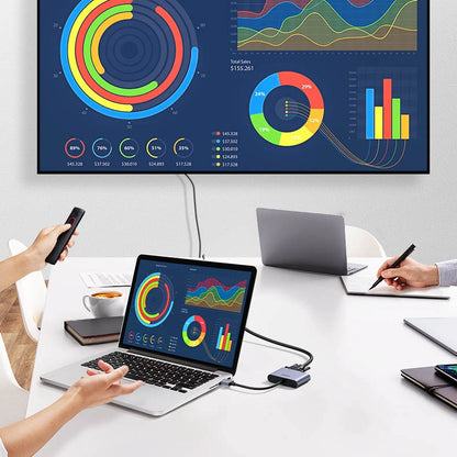 Conversor adaptador Ugreen CM449 / USB-A para HDMI 1.3 (1920x1080 60Hz) + VGA 1.2 (1920x1080 60Hz) / Cinzento