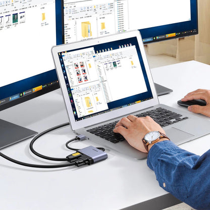 Conversor adaptador Ugreen CM449 / USB-A para HDMI 1.3 (1920x1080 60Hz) + VGA 1.2 (1920x1080 60Hz) / Cinzento