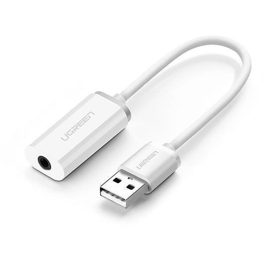 Adaptador Ugreen US206 30712 / USB-A Macho para 3.5 mm mini jack Fêmea / Branco