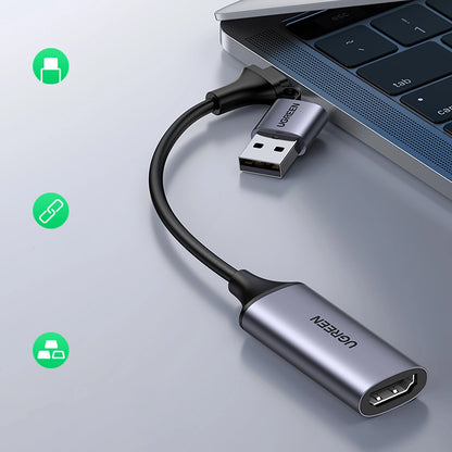 UGREEN Video Capture Card / Captura de Vídeo / Entrada HDMI Única / Preto