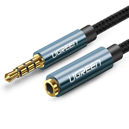 Cabo Extensão Audio UGREEN 40673 Jack 3.5mm Macho para Jack 3.5mm Fêmea / 1m / Preto e Azul