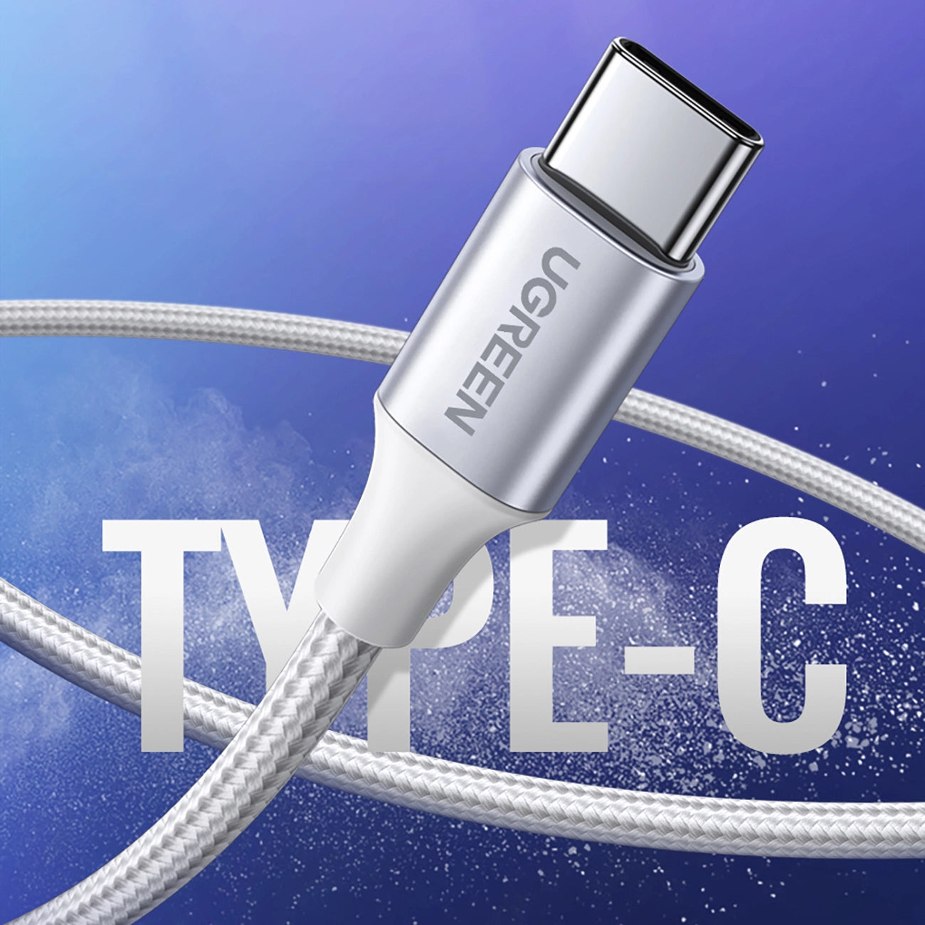 Cabo Dados Ugreen 60409 / USB-A para USB-C /  Quick Charge 3.0 / 2.0 3A / 3M / Branco