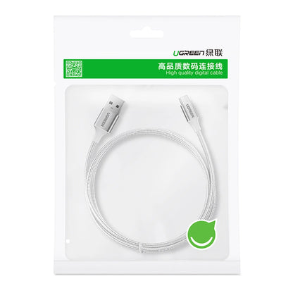 Cabo Dados Ugreen 60409 / USB-A para USB-C /  Quick Charge 3.0 / 2.0 3A / 3M / Branco