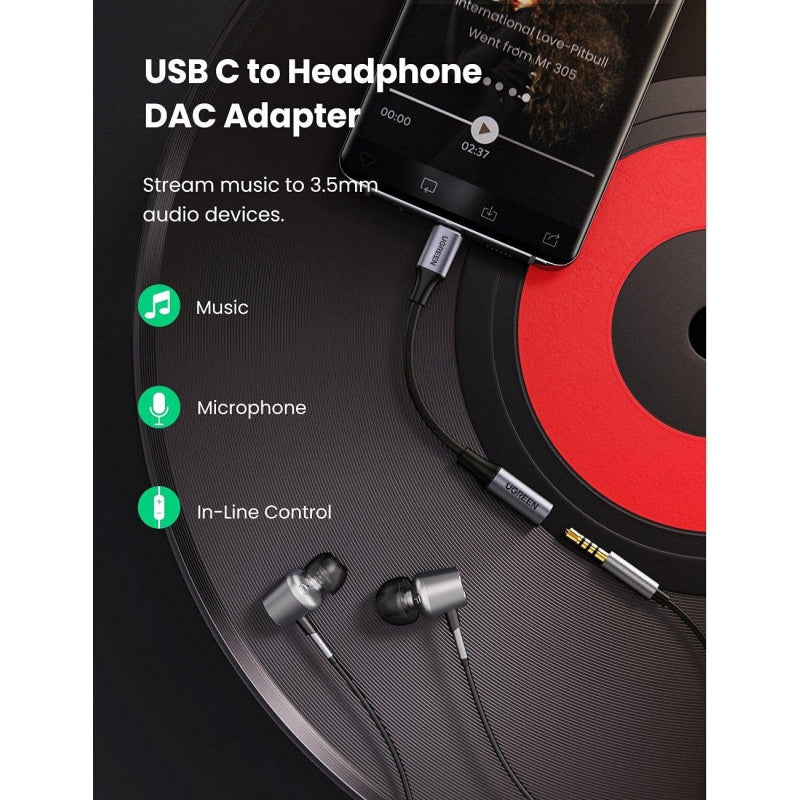 Adaptador USB-C para Jack 3.5mm UGREEN AV161 Cinzento
