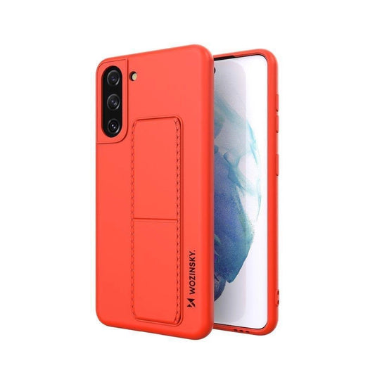 Wozinsky Kickstand Case Silicone Stand Cover for Samsung Galaxy S21 + 5G Red_0