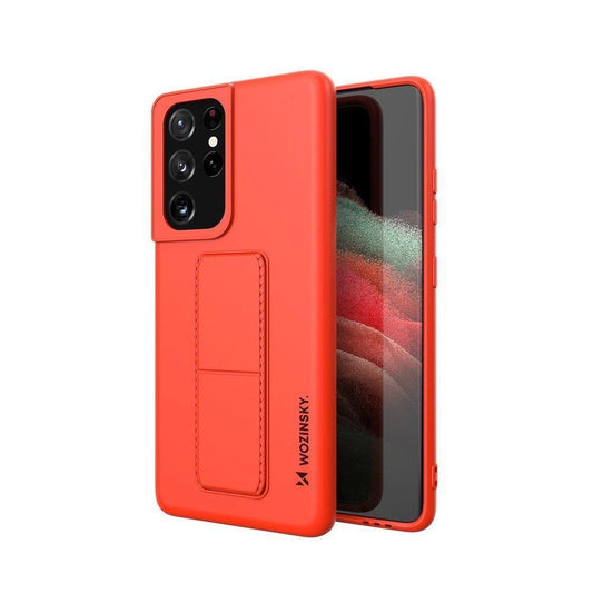 Wozinsky Kickstand Case Silicone Stand Cover for Samsung Galaxy S21 Ultra 5G Red_0