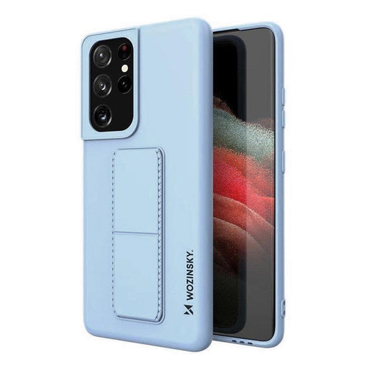 Wozinsky Kickstand Case Silicone Stand Cover for Samsung Galaxy S21 Ultra 5G Light Blue_0