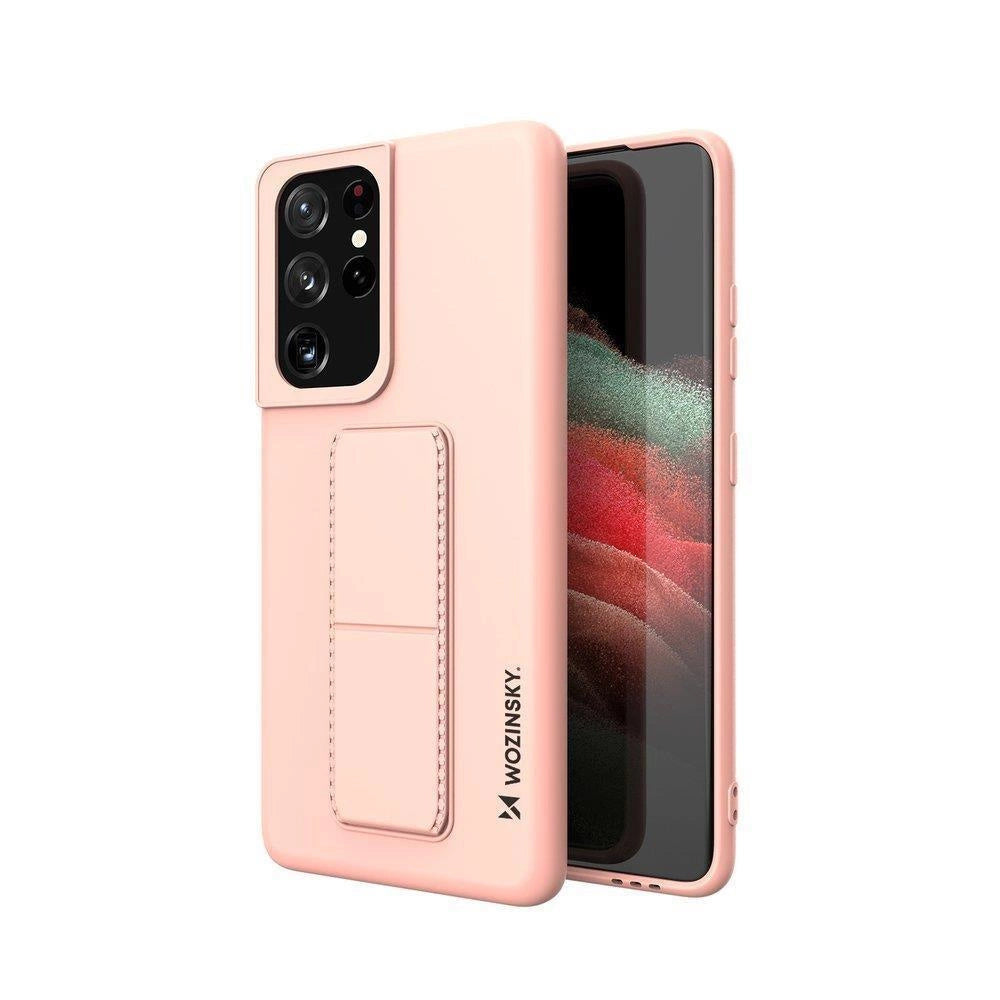 Wozinsky Kickstand Case Silicone Stand Cover for Samsung Galaxy S21 Ultra 5G Pink_0