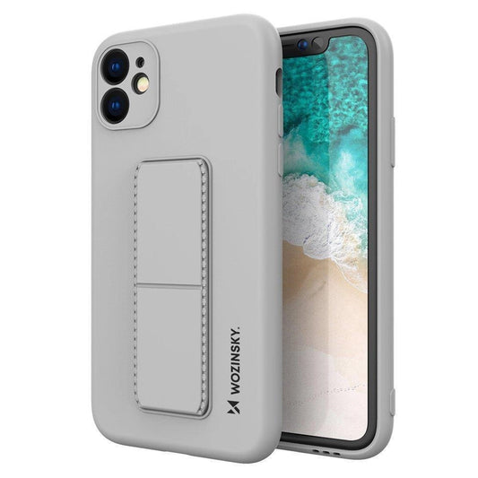 Wozinsky Kickstand Case Silicone Stand Cover for Xiaomi Redmi 10X 4G / Xiaomi Redmi Note 9 Gray_0