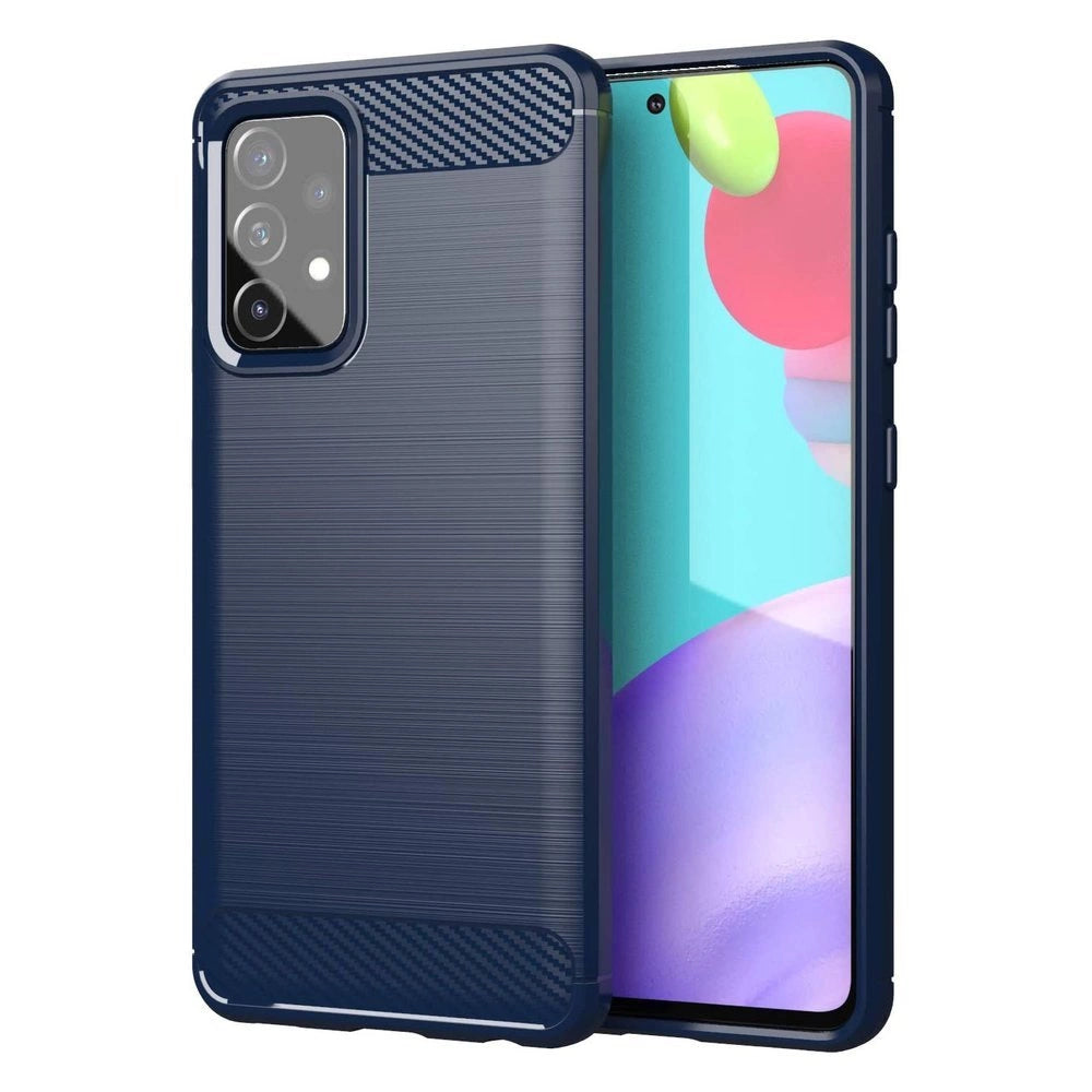 Carbon Case Flexible Cover TPU Case for Samsung Galaxy A72 4G blue_0