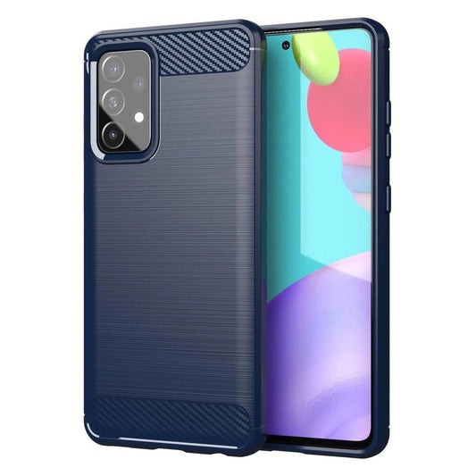 Carbon Case Flexible Cover TPU Case for Samsung Galaxy A72 4G blue_0