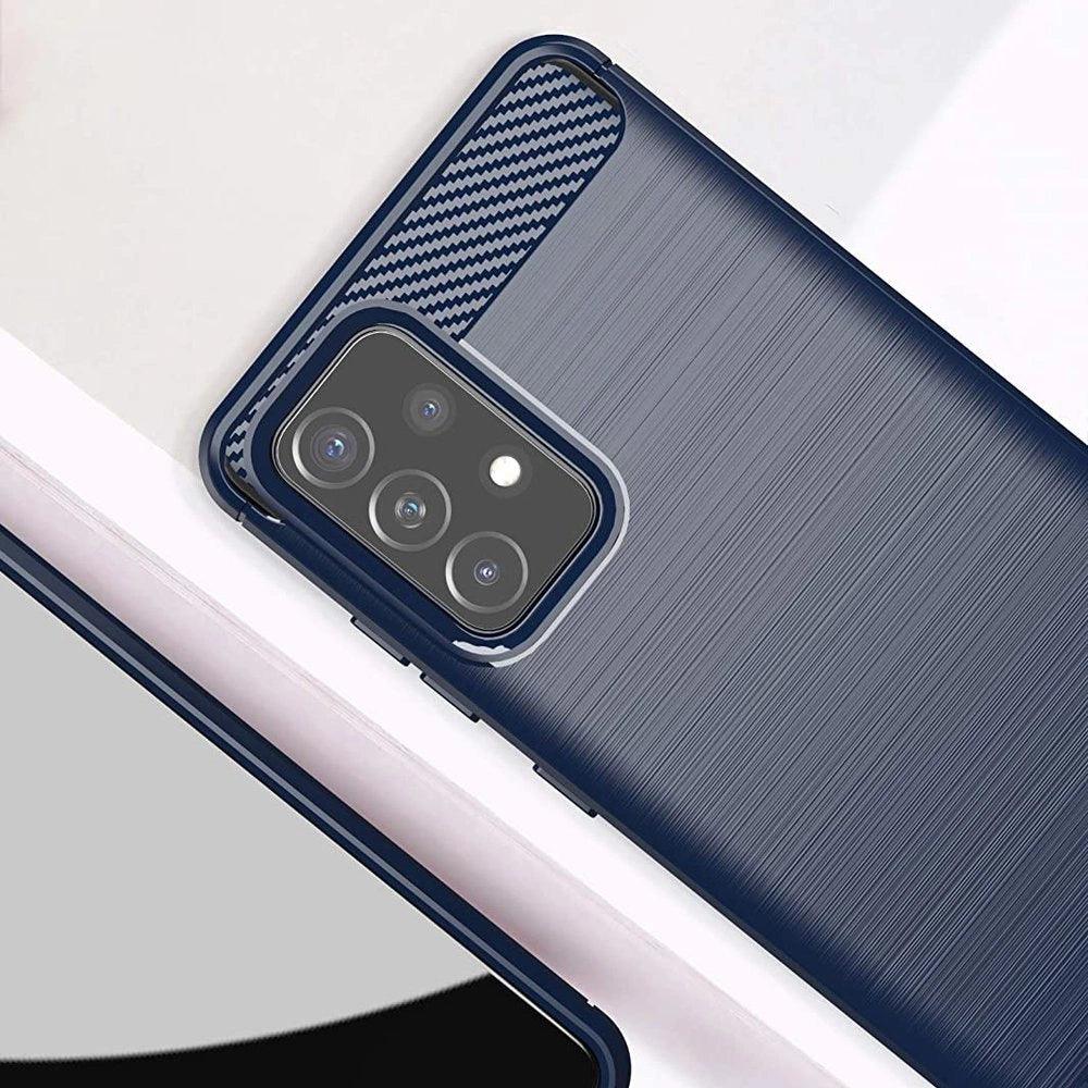 Carbon Case Flexible Cover TPU Case for Samsung Galaxy A72 4G blue_1
