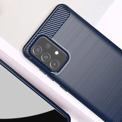Carbon Case Flexible Cover TPU Case for Samsung Galaxy A72 4G blue_1