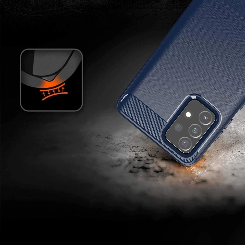 Carbon Case Flexible Cover TPU Case for Samsung Galaxy A72 4G blue_4