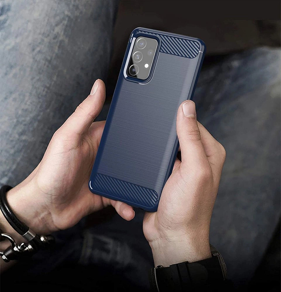 Carbon Case Flexible Cover TPU Case for Samsung Galaxy A72 4G blue_5