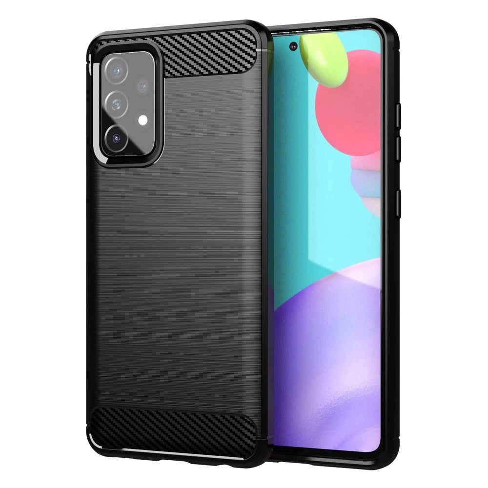 Carbon Case Flexible Cover TPU Case for Samsung Galaxy A72 4G black_0