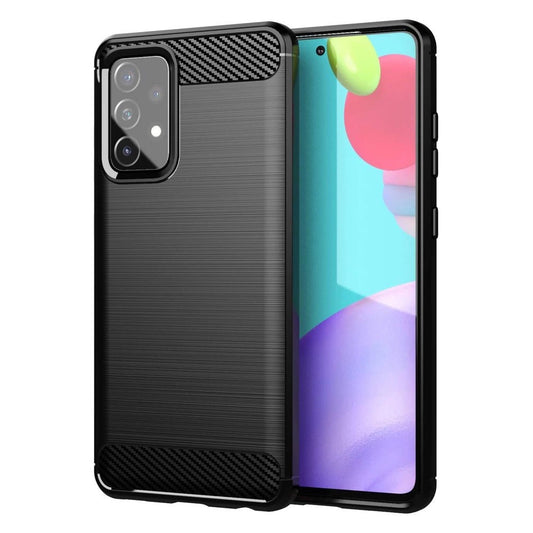 Carbon Case Flexible Cover TPU Case for Samsung Galaxy A72 4G black_0