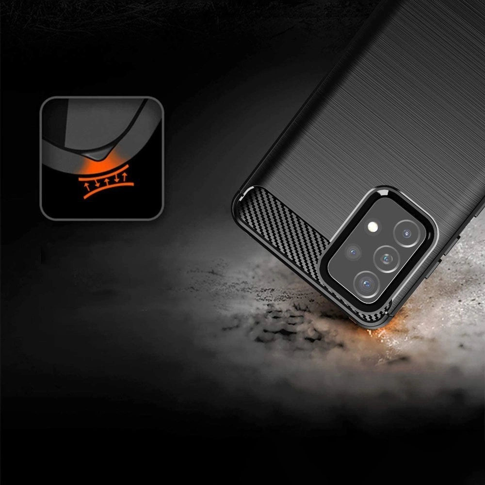 Carbon Case Flexible Cover TPU Case for Samsung Galaxy A72 4G black_1