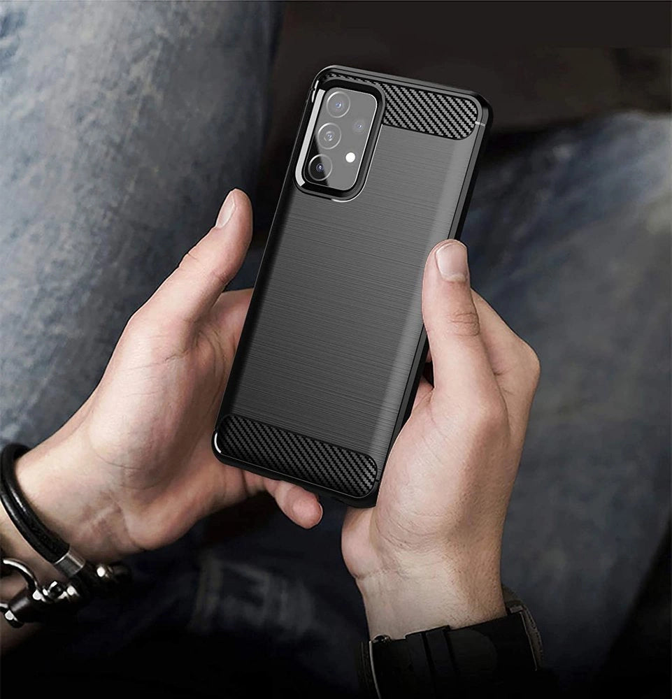 Carbon Case Flexible Cover TPU Case for Samsung Galaxy A72 4G black_4