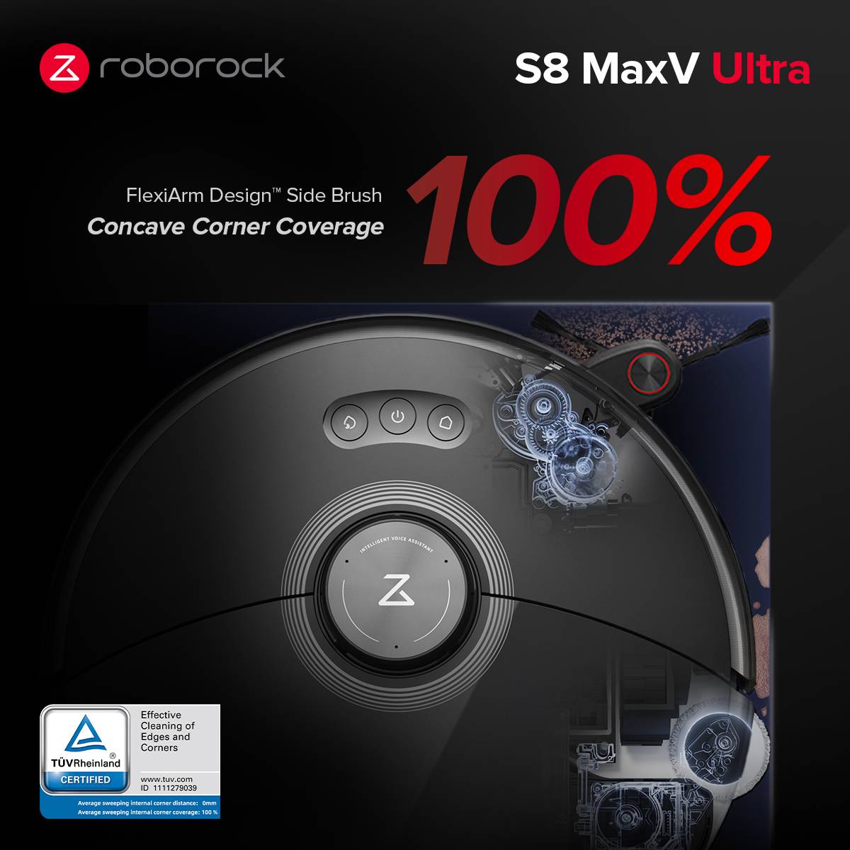 Aspirador Robô Roborock S8 MaxV Ultra 10000Pa 5200mAh Preto + Estação de Esvaziamento Automático
