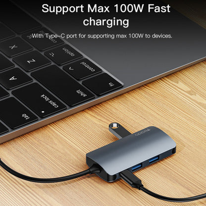 Hub USB-C Yesido HB16 7 em 1 VGA 1080p PD 100W USB 3.0 Cinzento