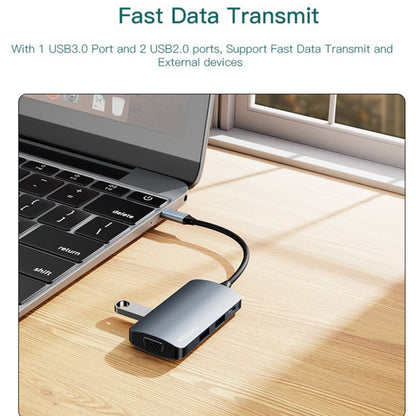 Hub USB-C Yesido HB16 7 em 1 VGA 1080p PD 100W USB 3.0 Cinzento