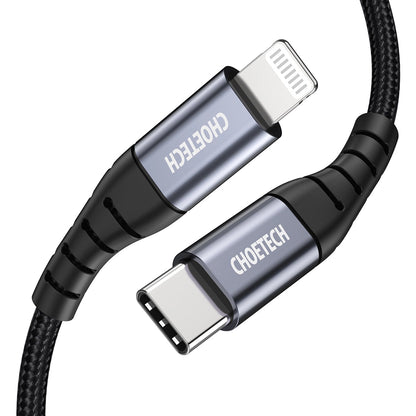 Cabo USB-C para Lightning Choetech Fast Charging IP0041 / PD 18W / 480Mb/s / 3A 2m / Preto