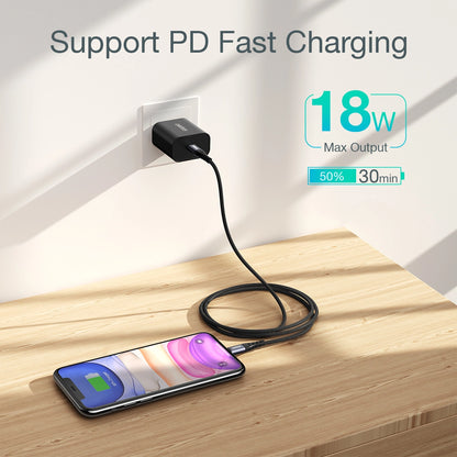 Cabo USB-C para Lightning Choetech Fast Charging IP0041 / PD 18W / 480Mb/s / 3A 2m / Preto