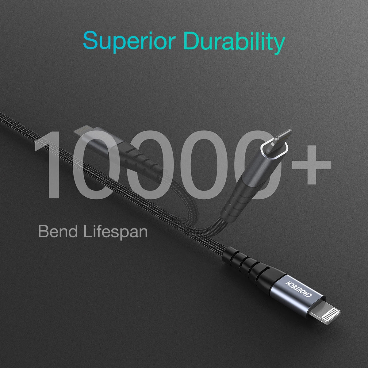 Cabo USB-C para Lightning Choetech Fast Charging IP0041 / PD 18W / 480Mb/s / 3A 2m / Preto