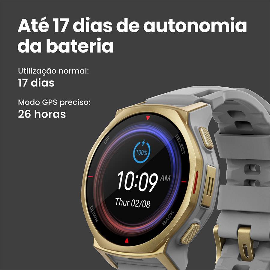 Smartwatch Amazfit T-Rex 3 Pro 44mm GPS Mapas 10ATM Arctic Gold