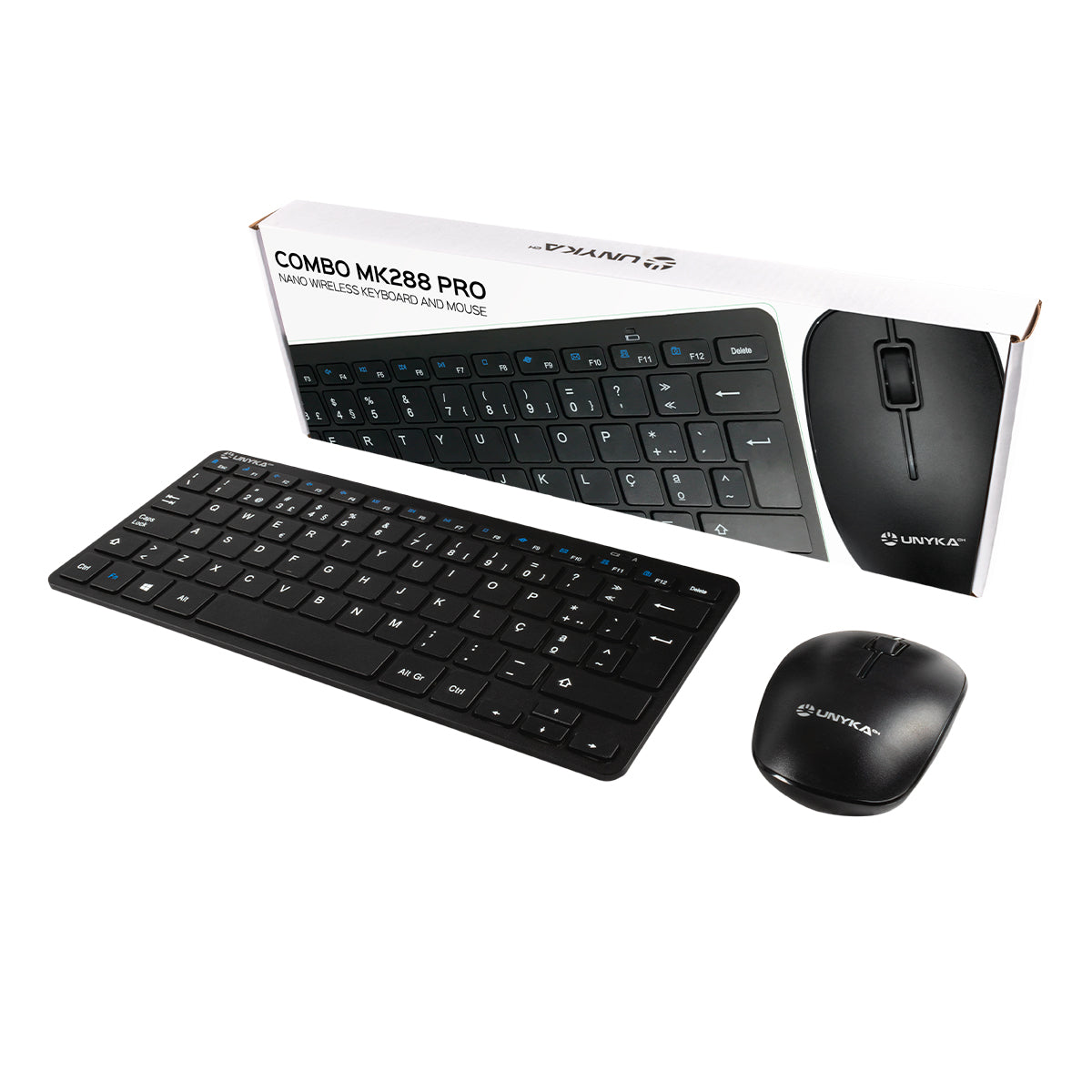 Título do Produto Teclado e Rato Sem Fios Unyka MK288 Pro Nano Wireless Preto PT