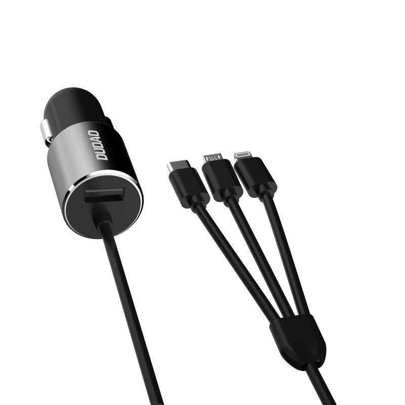 Dudao 3in1 USB car charger 3,4 A built-in cable Lightning / USB Type C / micro USB black (R5ProN black)_8