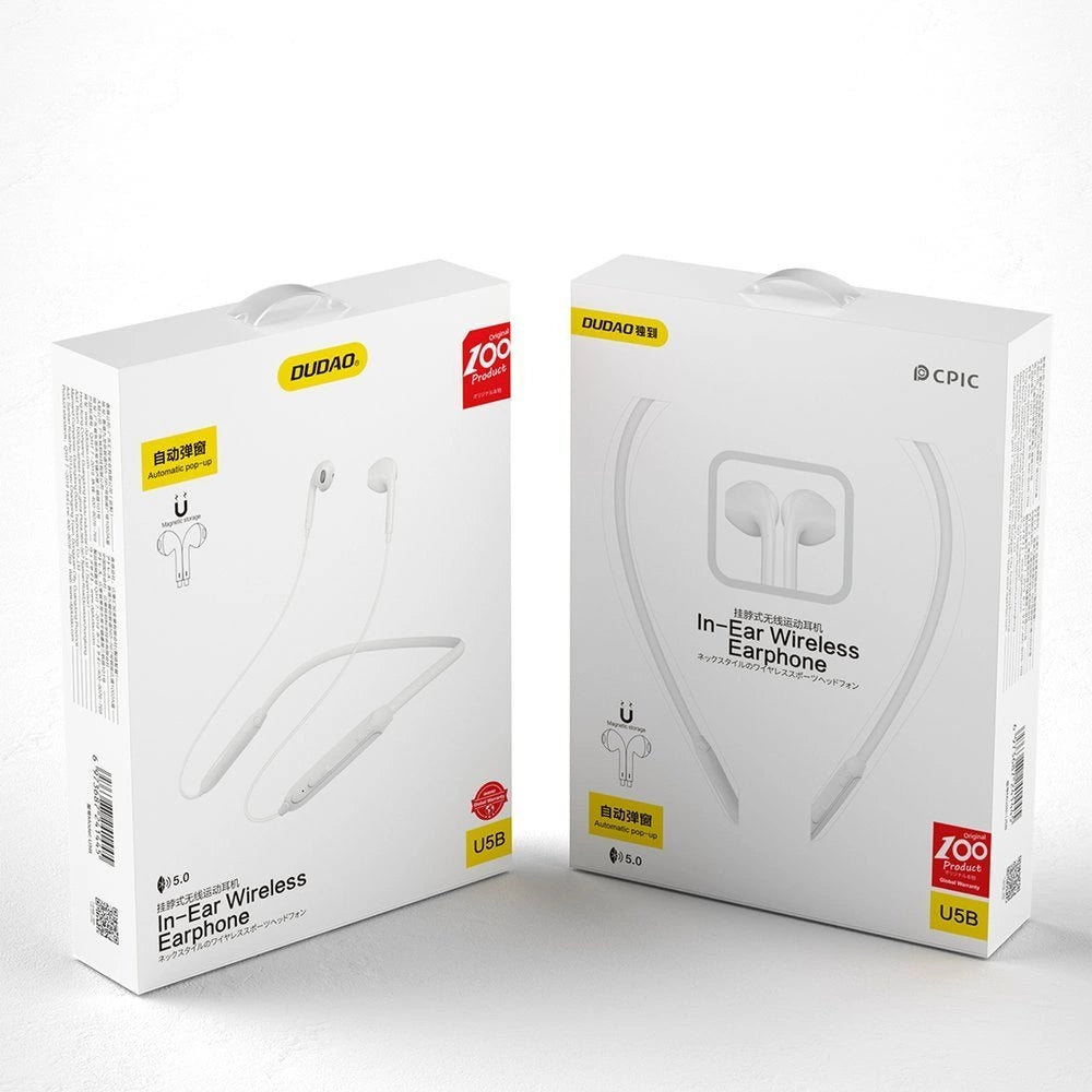 Dudao Magnetic Suction in-ear wireless Bluetooth headphones white (U5B)_4